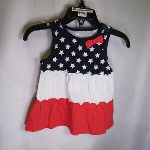 Baby Patriotic Dress with Bow 3mts 100% cotton sleeveless American Flag